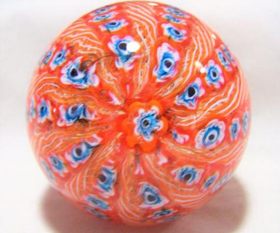 ２６６　ヴィンテージ　ムラノガラスのペーパーウェイト　ミルフィオリ　ラッティチーノ