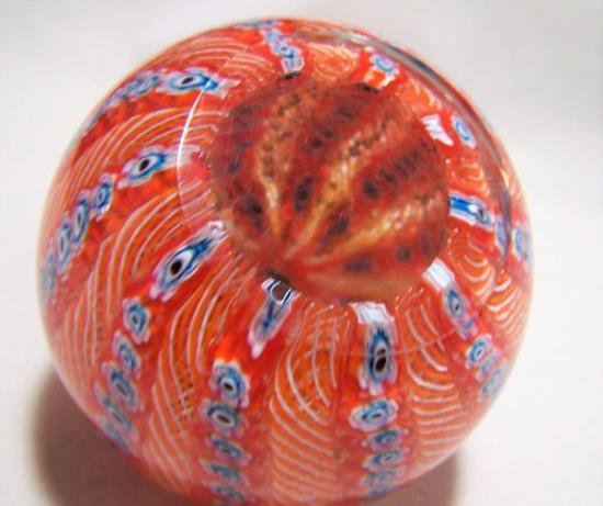 ２６６　ヴィンテージ　ムラノガラスのペーパーウェイト　ミルフィオリ　ラッティチーノ