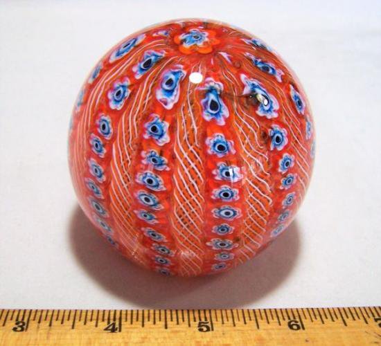 ２６６　ヴィンテージ　ムラノガラスのペーパーウェイト　ミルフィオリ　ラッティチーノ