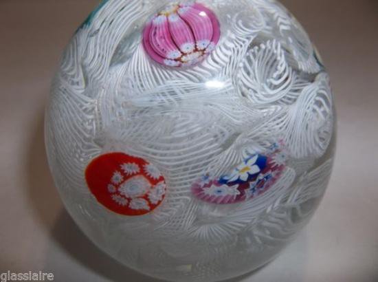 ２６７　ヴィンテージ　ムラノガラスのペーパーウェイト　ラッティチーノ　ミルフィオリ