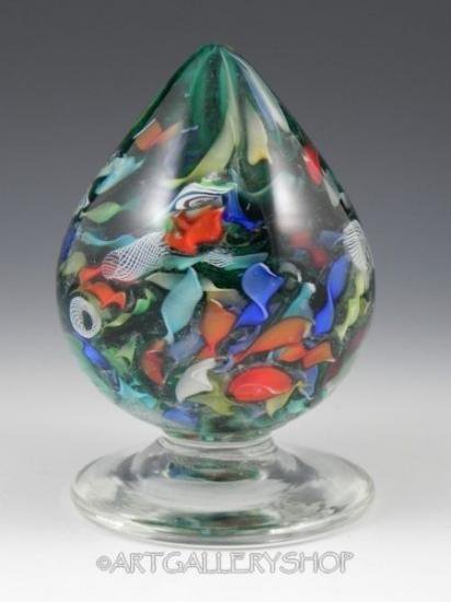 ２７２　ヴィンテージ ベネチアングラス・ムラノガラス　手吹きガラス　土台付きペーパーウェイト