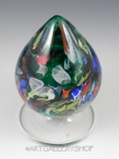 ２７２　ヴィンテージ ベネチアングラス・ムラノガラス　手吹きガラス　土台付きペーパーウェイト