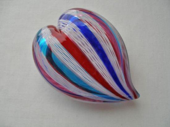 ３０８　ムラノガラス　ハート形ペーパーウェイト