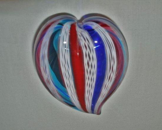 ３０８　ムラノガラス　ハート形ペーパーウェイト