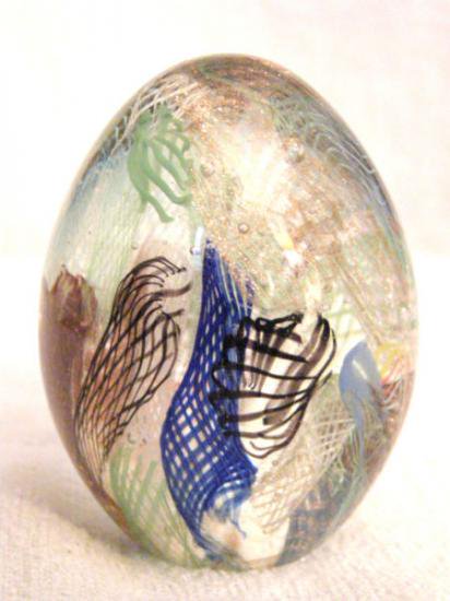 ３２６　ムラノガラス　卵型ペーパーウェイト　マルチカラー