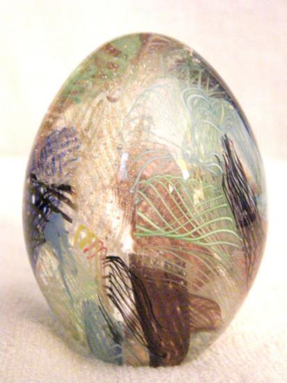 ３２６　ムラノガラス　卵型ペーパーウェイト　マルチカラー