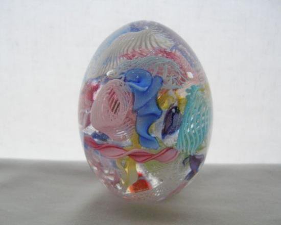 ３４５　ムラノガラス　卵型ペーパーウェイト