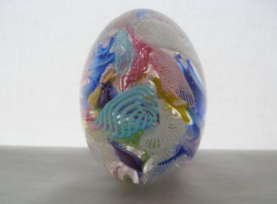 ３４５　ムラノガラス　卵型ペーパーウェイト