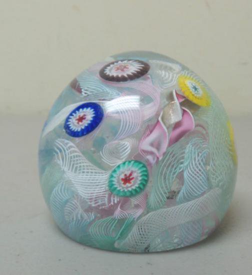 ヴィンテージ　ムラノガラスのペーパーウェイト　オリジナルラベル付き