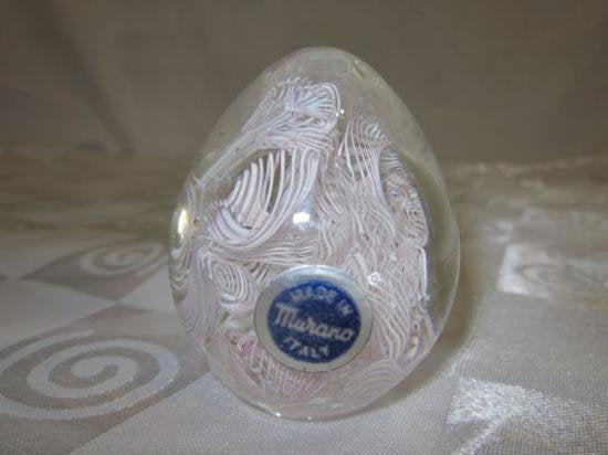 ３６４　ヴィンテージ　ムラノガラス　卵型ペーパーウェイト