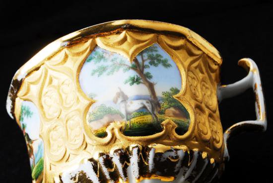 １４１　マイセン meissen 純金 風景図カップ＆ソーサー
