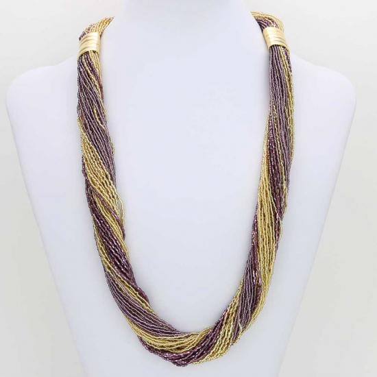 ５１９　イタリア製 ベネチアングラス（ヴェネチア、ムラノガラス）シルバーとゴールドのアクセサリー（ペンダント、ネックレス）