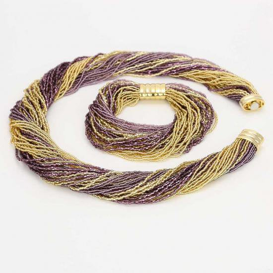 ５１９　イタリア製 ベネチアングラス（ヴェネチア、ムラノガラス）シルバーとゴールドのアクセサリー（ペンダント、ネックレス）