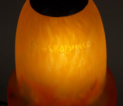 ピゲ&ミューラー兄弟: 1930年代アール・デコ調ランプ: 鉄製 "GV DE CROISMARE" サイン入りブロンズランプ