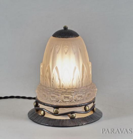 アンティーク照明（ナイトランプ): エー・デュボア&シュナイダー兄弟: 1930年代アール・デコ調ランプ・ブロンズランプ