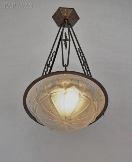 ０６４　アンティーク照明（シャンデリア）: ミューラー兄弟: アール・デコ調