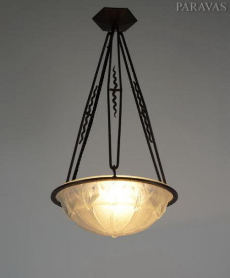 ０６４　アンティーク照明（シャンデリア）: ミューラー兄弟: アール・デコ調