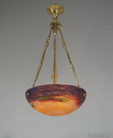 １２４　ミューラー兄弟：　フランス製　アール・デコ調　シャンデリア　1930年