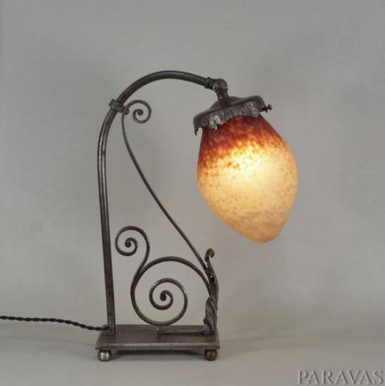 １３５　カリオン＆シュナイダー兄弟：フランス　アール・デコ調　ブロンズランプ　1925年