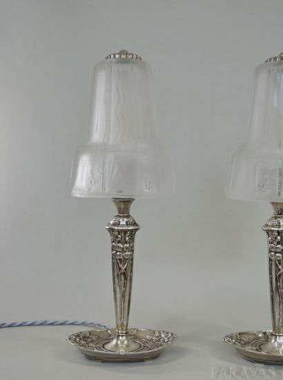 １７７　ミューラー兄弟：フランス　アール・デコ調　ランプ　ペア　1930年