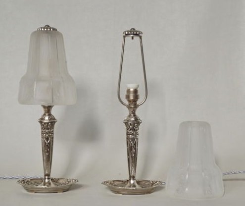 １７７　ミューラー兄弟：フランス　アール・デコ調　ランプ　ペア　1930年