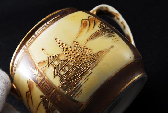 ０７５　オールドノリタケ ニッポン 金彩風景図 クリーマー ３点セット