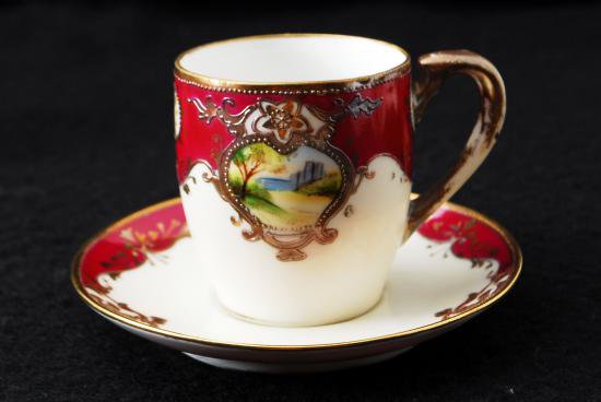 ０７６　オールドノリタケ　金彩&ルビーレッド ティーセット