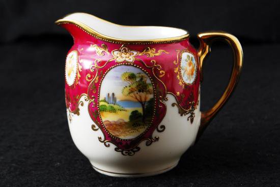 ０７６　オールドノリタケ　金彩&ルビーレッド ティーセット