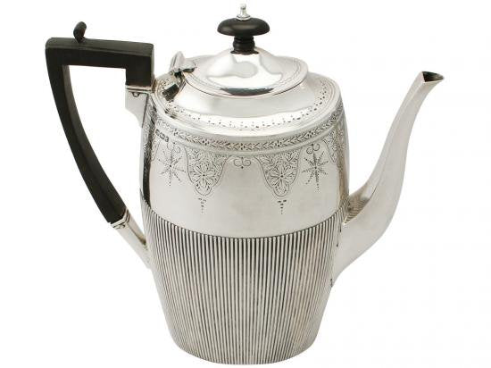 ０４４　シルバーポット アンティーク ヴィクトリア朝 スターリングシルバーのコーヒーポット