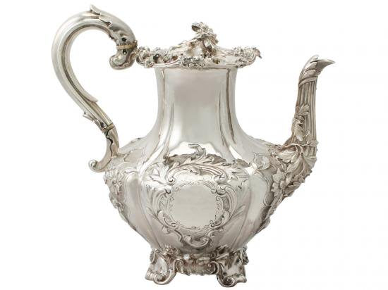 ０４５　シルバーポット アンティーク ヴィクトリアン スターリングシルバーのコーヒーポット