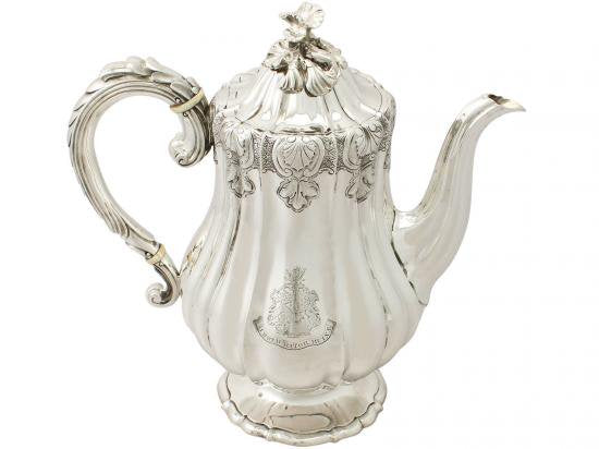 ０４６　シルバーポット ジョージIV世時代のアンティーク スターリングシルバーのコーヒーポット