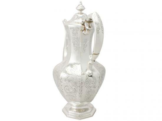 ０４７　シルバーポット アンティーク 初期ヴィクトリアン スターリングシルバーのコーヒーポット スコットランド製