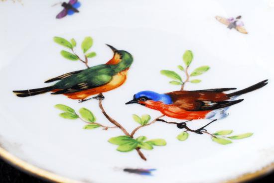 １４４　ドイツの釜のマイセン　meissen 鳥と昆虫　カップ＆ソーサー 検 ドレスデン デミタス