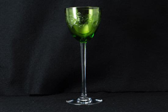 ０４１　オールド バカラ baccarat グリーン ポンパドール グラス
