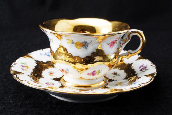 １４６　マイセン Ｂフォーム グランツゴールド カップ＆ソーサー meissen ドイツ製　金彩コーティング