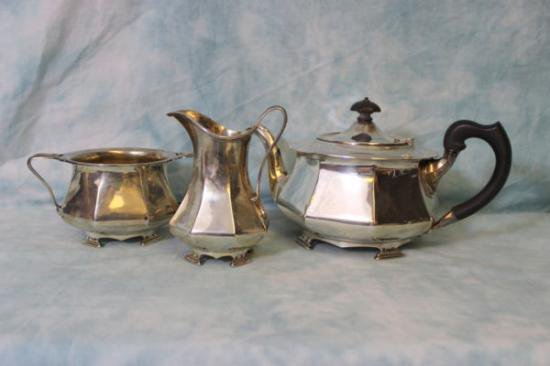 １００　シルバーポット アンティーク 英国スターリングシルバーのポット3点セット 1915-1916年製