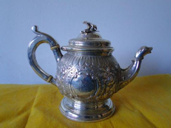 １１６　シルバーポット  北欧スターリングシルバーのティーポット フラワーフィニアル