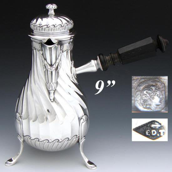 １２１　シルバーポット フレンチアンティーク スターリングシルバーのチョコレートポット