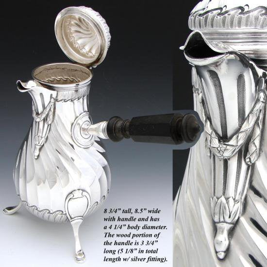 １２１　シルバーポット フレンチアンティーク スターリングシルバーのチョコレートポット