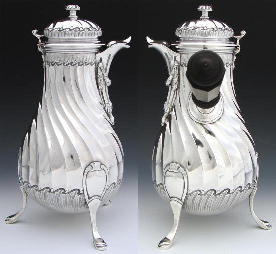 １２１　シルバーポット フレンチアンティーク スターリングシルバーのチョコレートポット