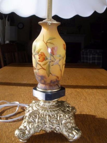 アール・ヌーヴォー　ドーム兄弟ランプ　リンゴの花のエナメル