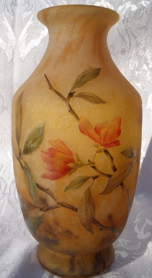 アール・ヌーヴォー　ドーム兄弟ランプ　リンゴの花のエナメル