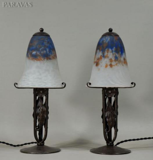 フランス製　ドーム兄弟　アールデコランプ　1930年　植物と花々の鍛錬