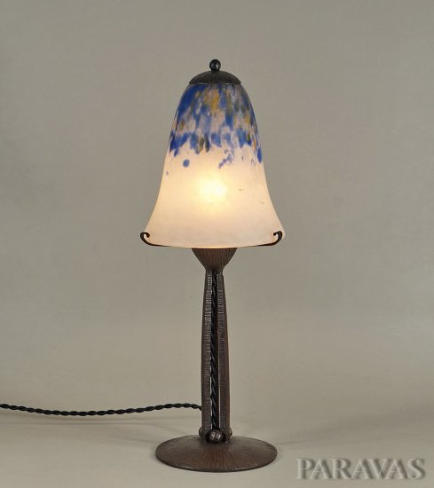 ドーム兄弟　フランス製　アールデコランプ　1925~1930年　鍛鉄製土台