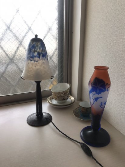 ドーム兄弟　フランス製　アールデコランプ　1925~1930年　鍛鉄製土台