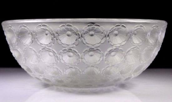 ２０２　ルネ　ラリック　Rene Lalique　ヌムール（Nemours）　アールデコ様式　クリスタルガラスボウル　1929年製