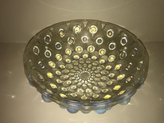 ２３９　ガラス鉢「孔雀の羽根」ルネ　ラリック　R.Lalique Bowl Peacocks Opalescent