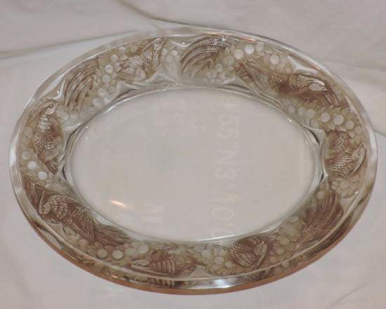 ２４０　ルネ　ラリック　オーバル皿　ニワシドリ