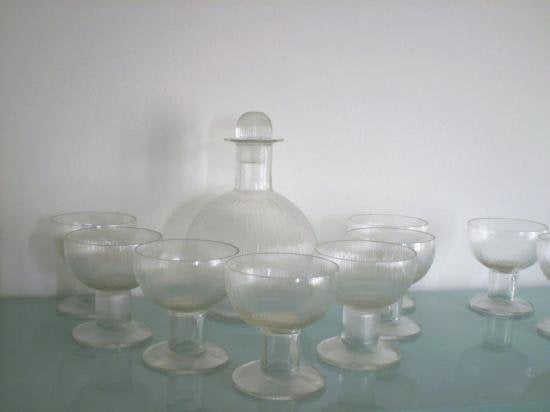 ２５８　カラフとグラスのセット　ルネ　ラリック「ウィンジャン」アールデコ　1926年