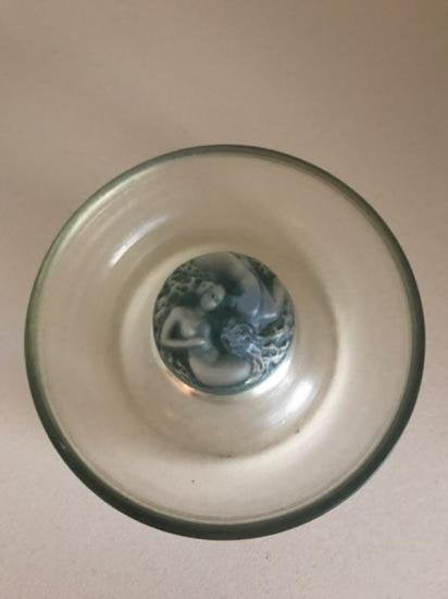 ２５９　希少な丸形灰皿　ルネ　ラリック「セイレーン」オパルセント　R.Lalique Mermaids Astray